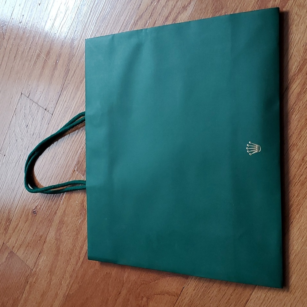 Authentic Rolex Green & Gold Bag